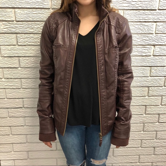 Garage Brown Leather Jacket - Picture 4 of 6